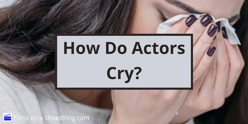 how do actors cry title card in front of an actress crying into a handkerchief