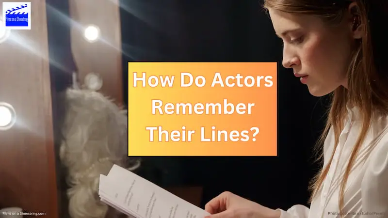 title card of how do actors remember their lines with an actress reading a script in the dressing room