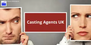 Casting Agents UK title card in front of two pictures of acting industry professionals looking askance